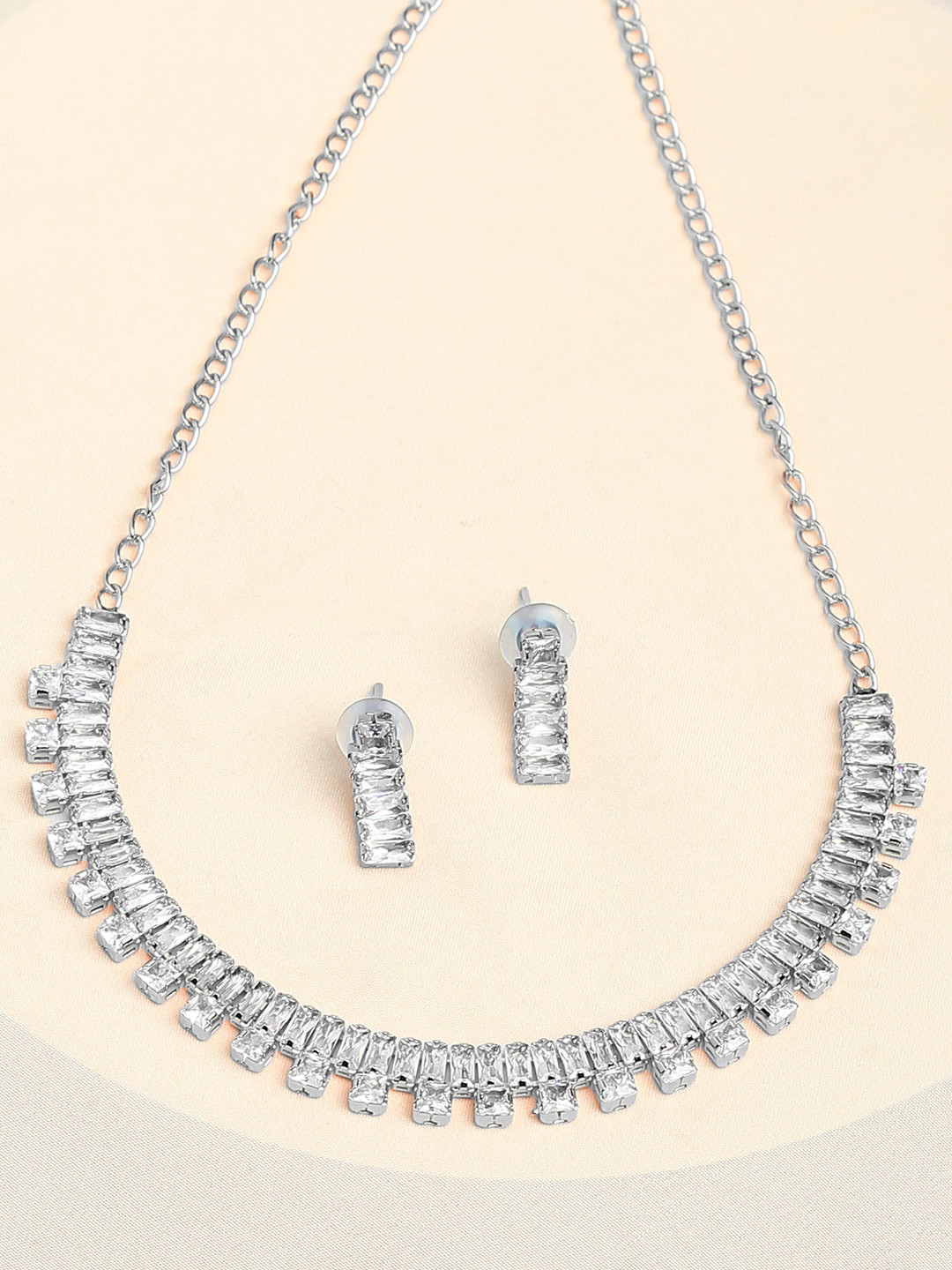 OOMPH American Diamond-Studded Necklace And Earrings