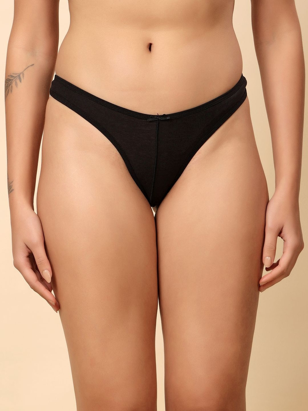 Louis Bayrad Women Cotton Spandex Solid High Rise Brazilian Bikini