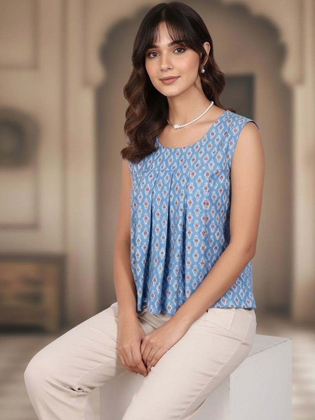 GULMEHAK Print Ethnic Cotton Top