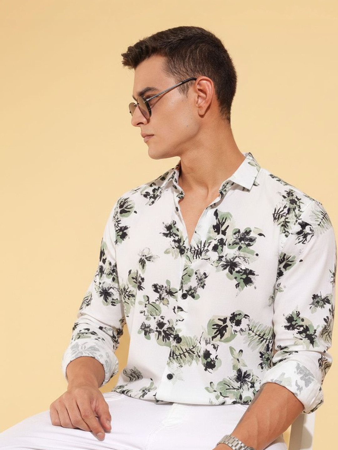 SHIRTZONE Men Classic Slim Fit Floral Printed Casual Shirt