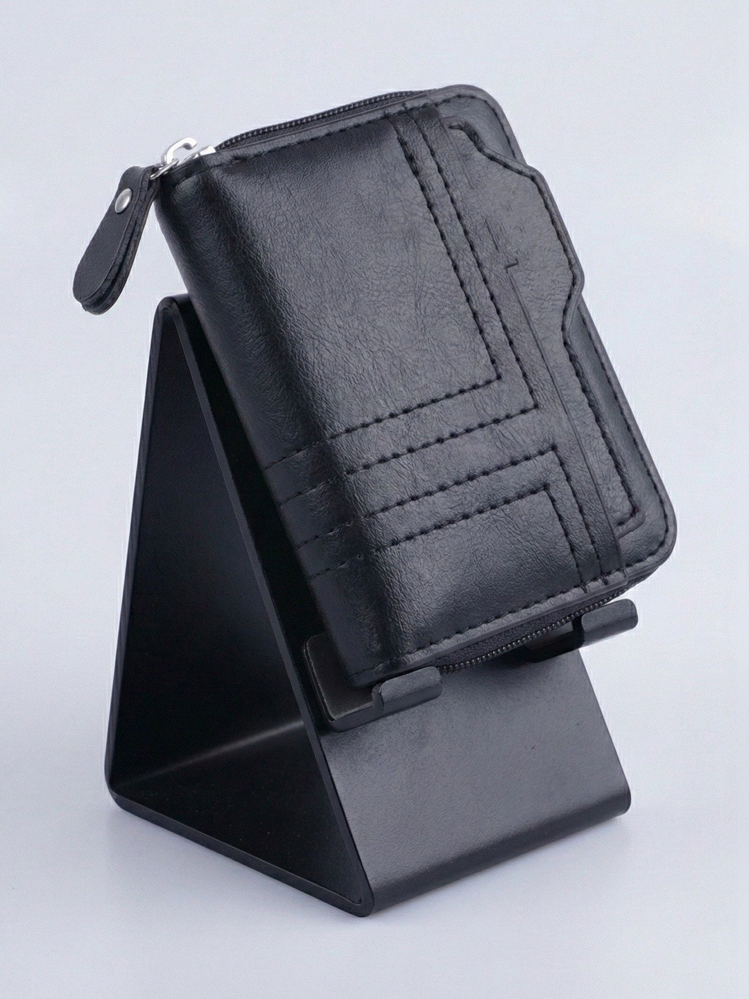 SZN Men Textured Embellished Zip Around Wallet