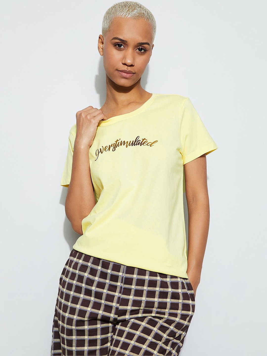 Ginger by Lifestyle Women Cotton Round Neck Short Sleeves Lounge Tshirts