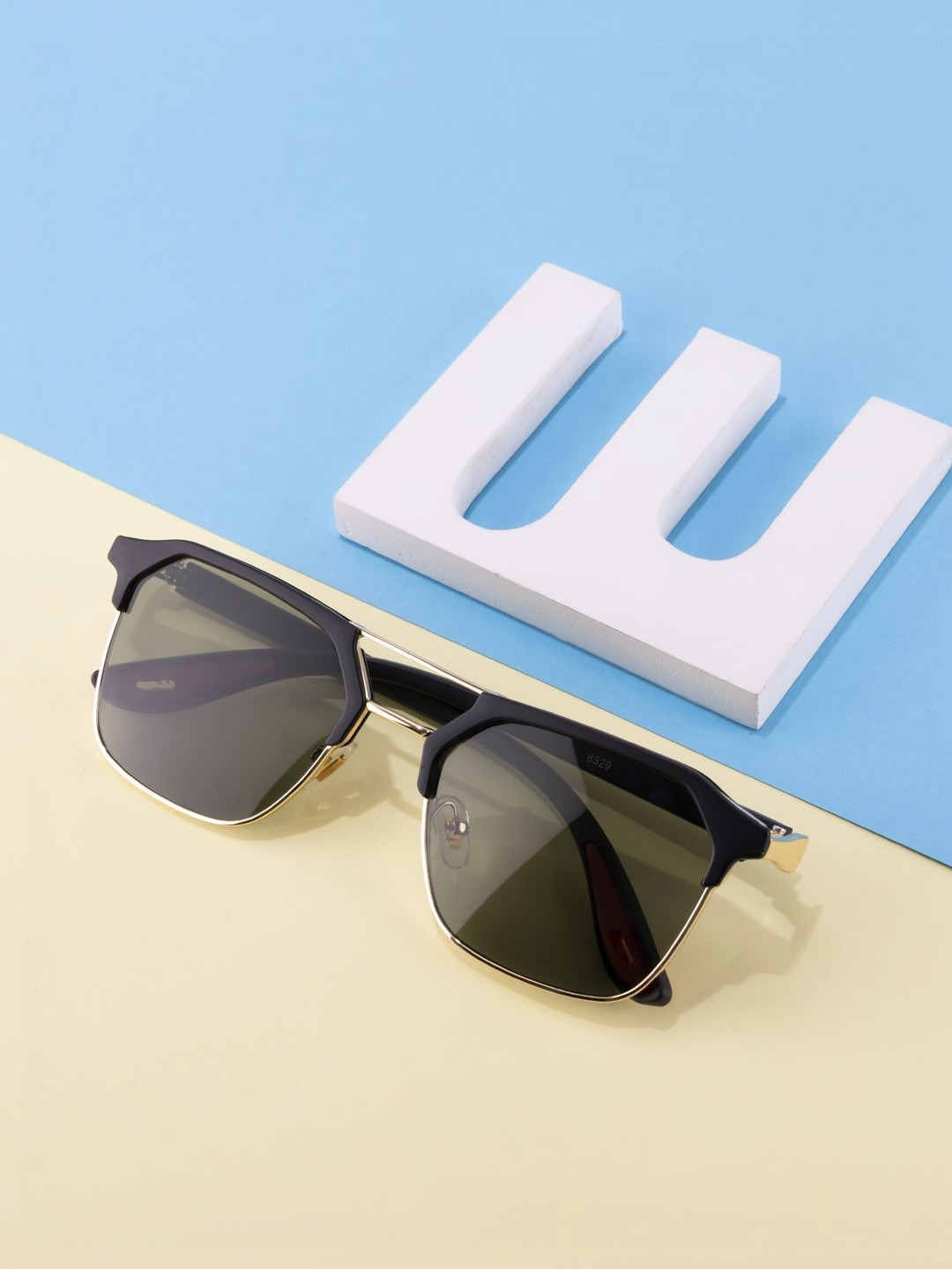 glitchez Unisex Green Lens & Black Wayfarer Sunglasses with