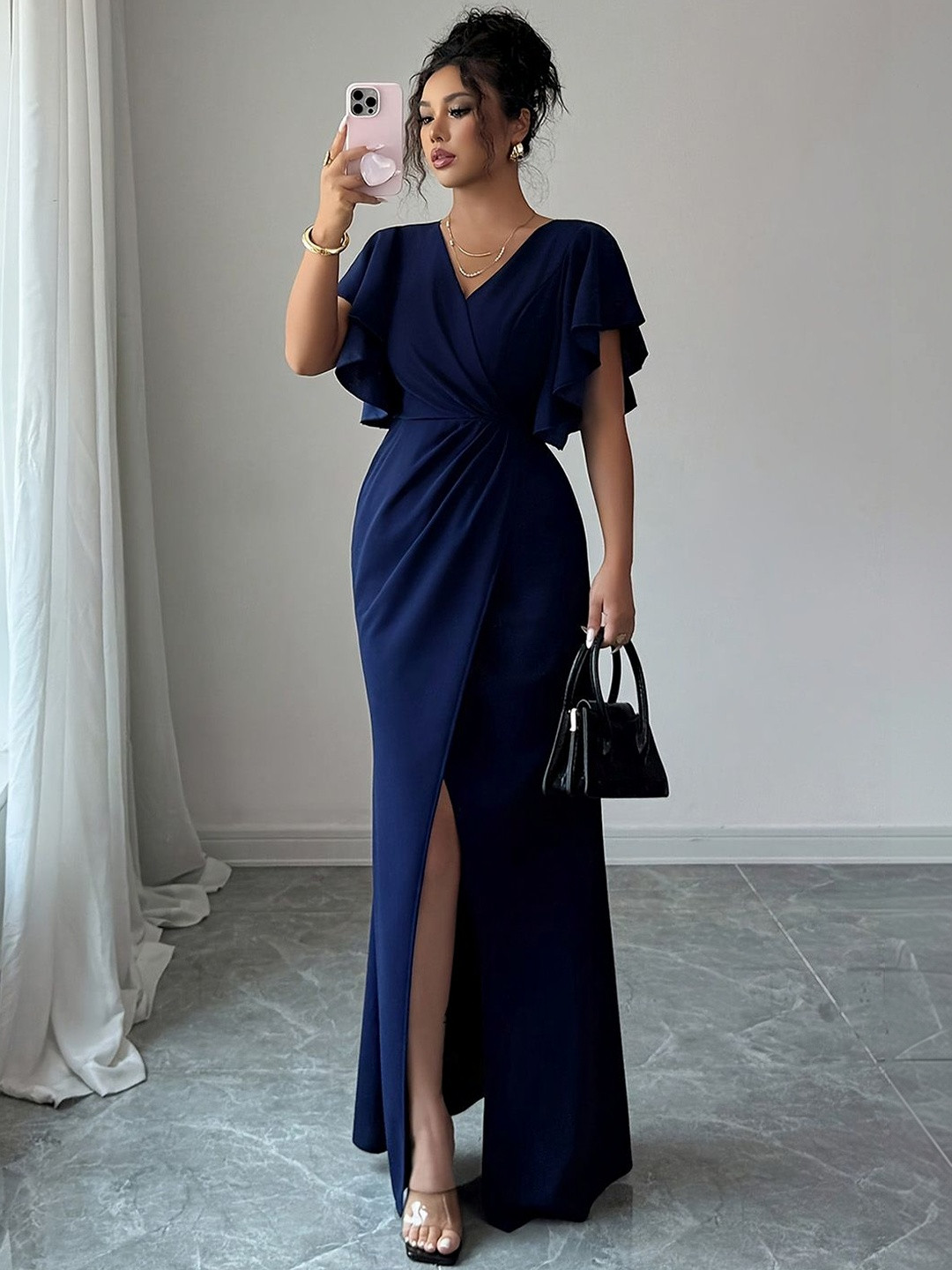 JC Mode Flutter Sleeve Maxi Dress