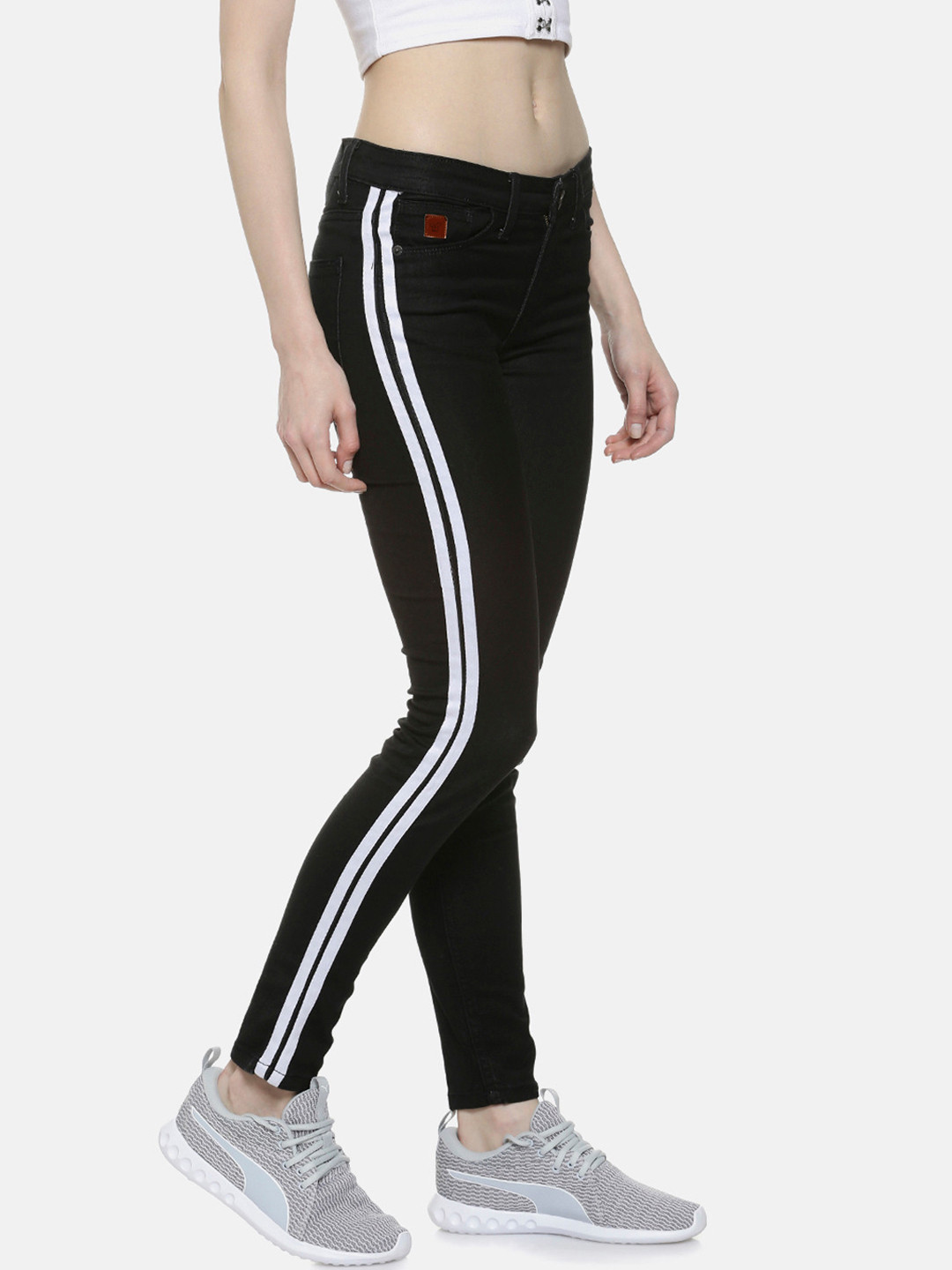 PINACOLADA Women Black & White Super Skinny Fit High-Rise Clean Look Jeans