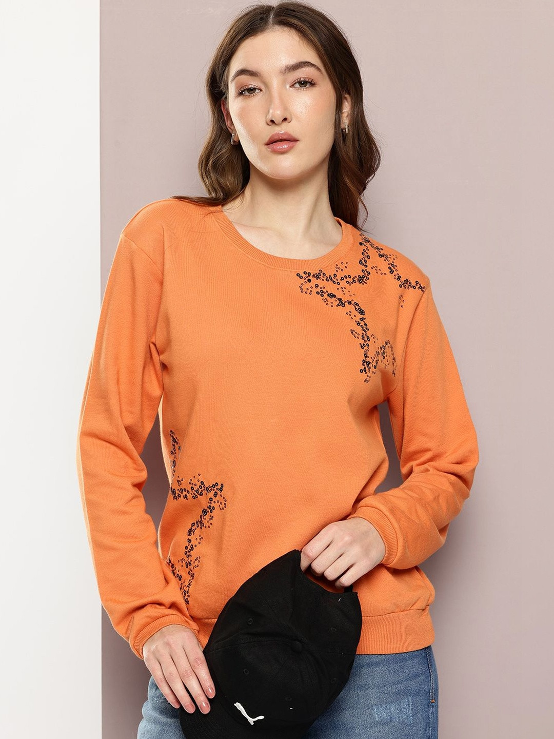 DILLINGER Women's Relaxed Fit Sequnce Embroidery Long Sleeve Tshirt