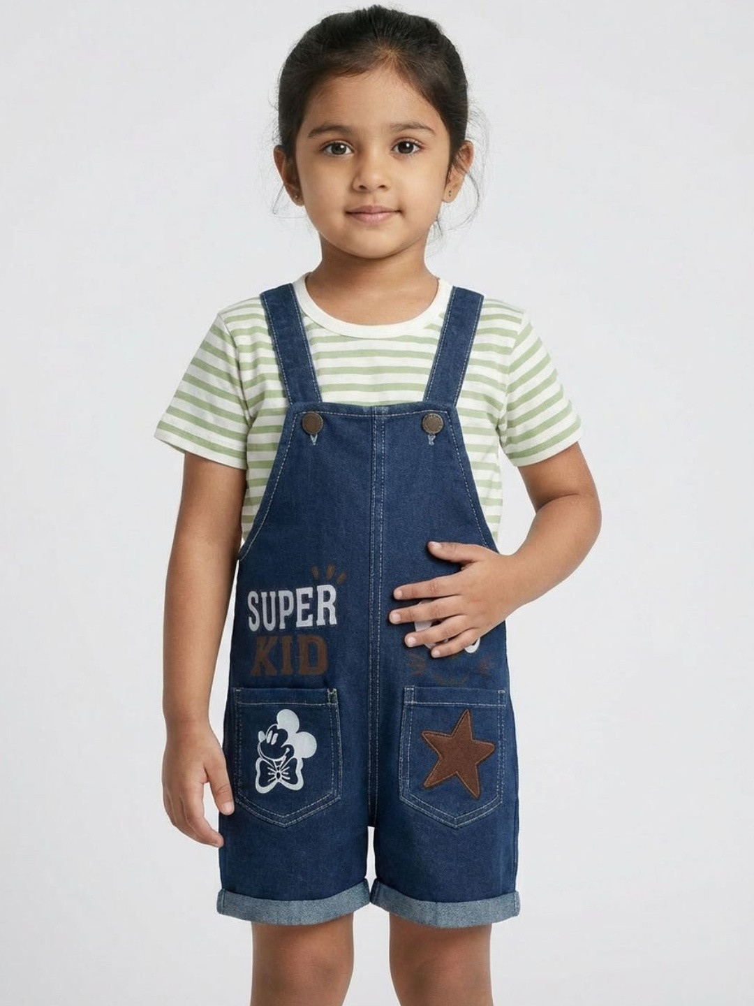 YK Kids Typography Printed Cotton Dungarees