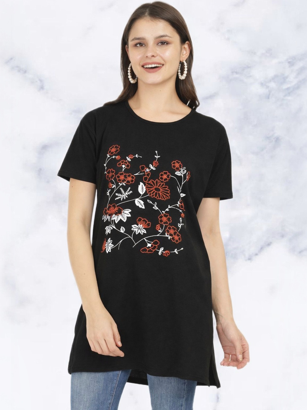DDASPRATION Women Floral Printed T-shirt