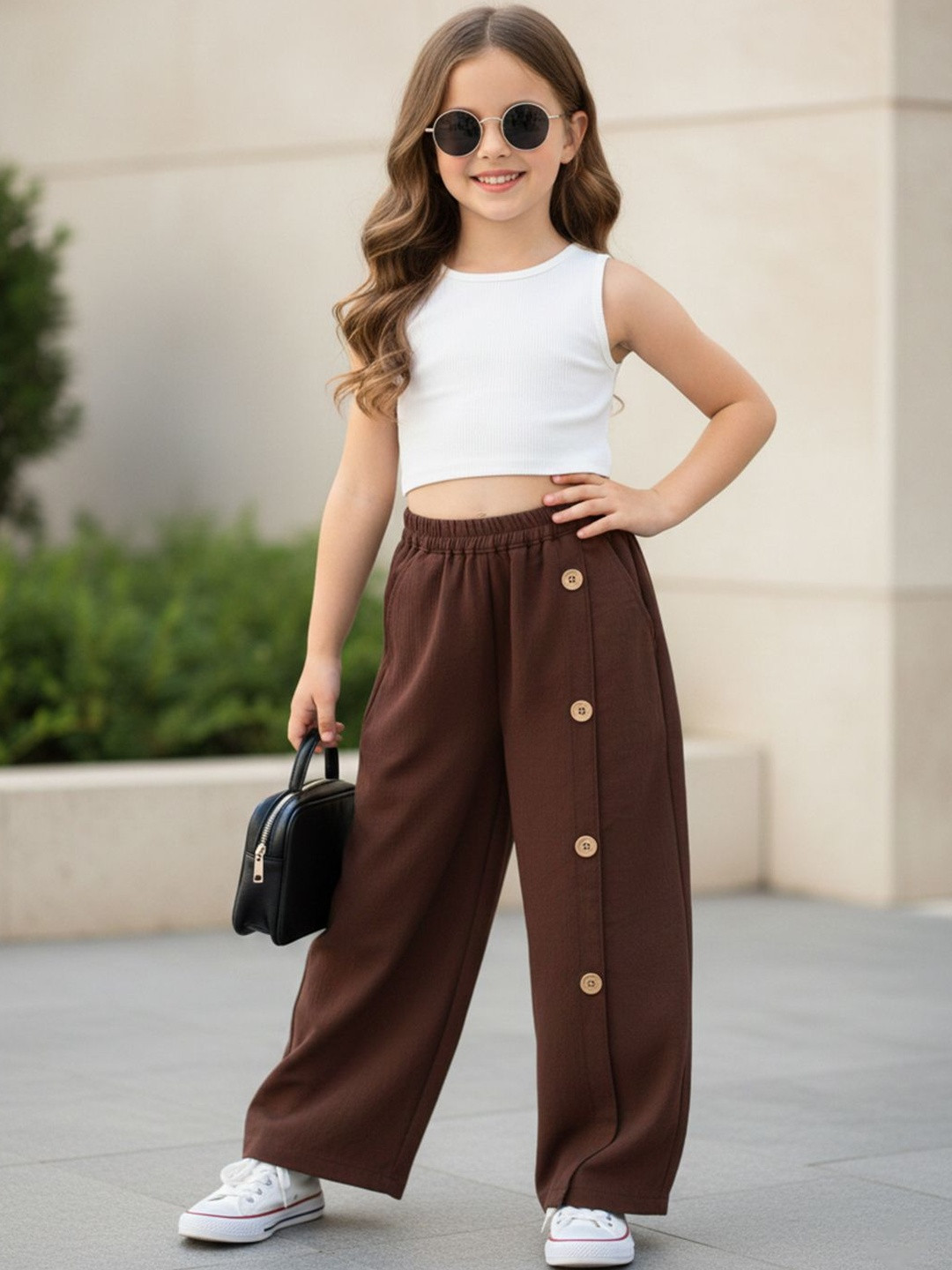 Cutiekins Girls Solid Mid-Rise Regular-Fit Trousers