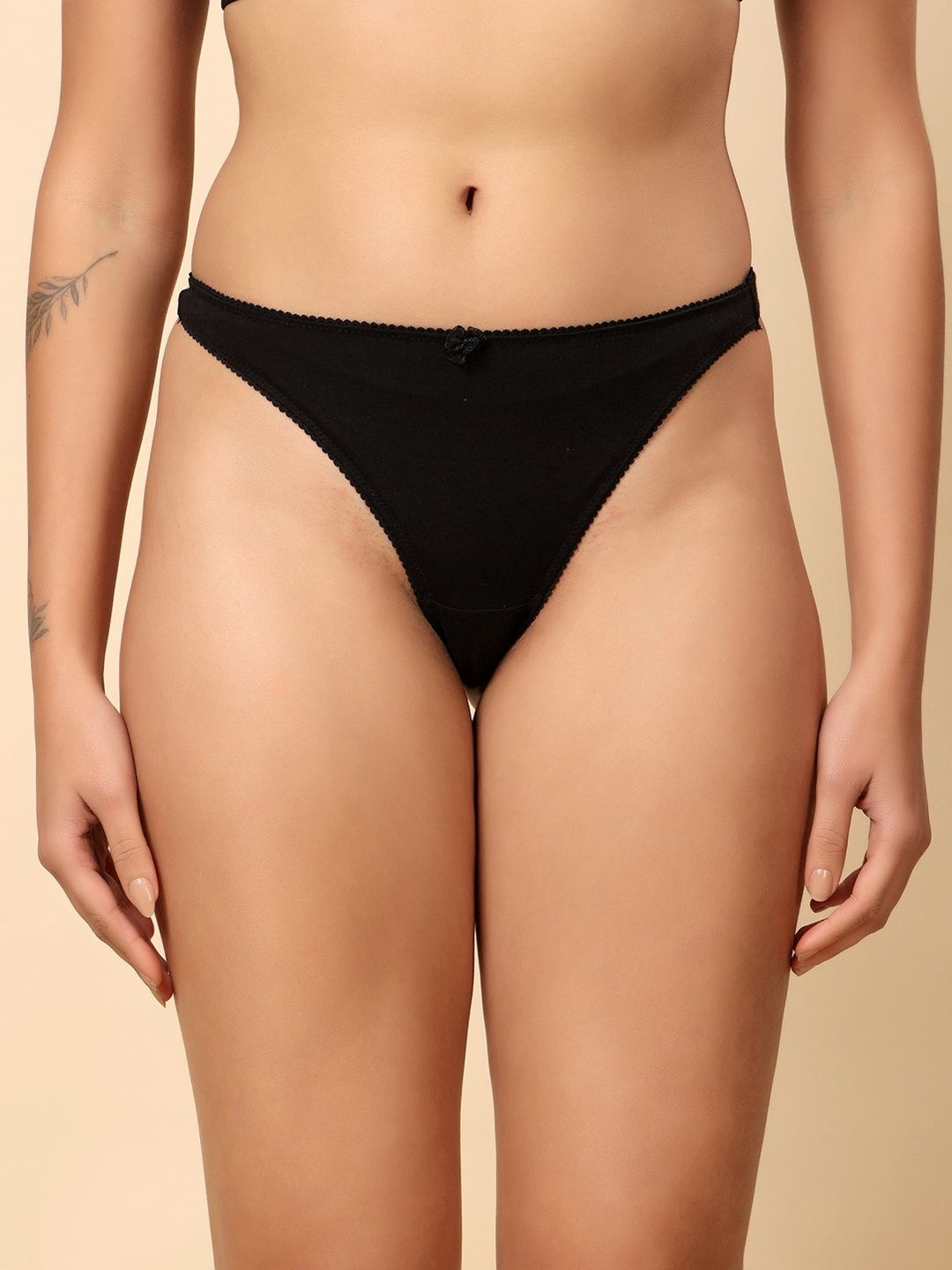 Louis Bayrad Womens Brazilian Cotton Spandex Solid High Rise Thongs