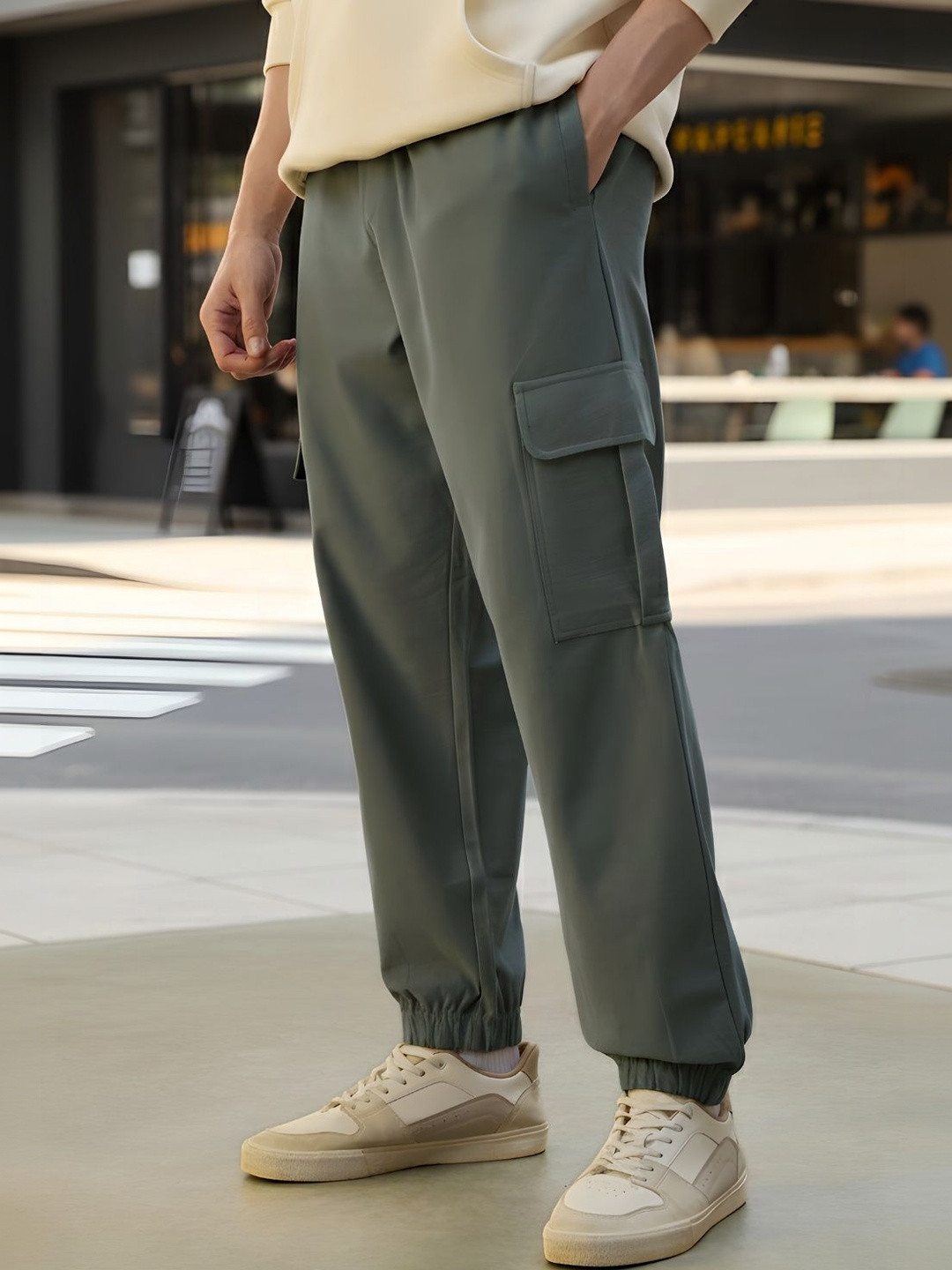 NOBERO Men PureCotton Relaxed-Fit Mid-Rise Joggers