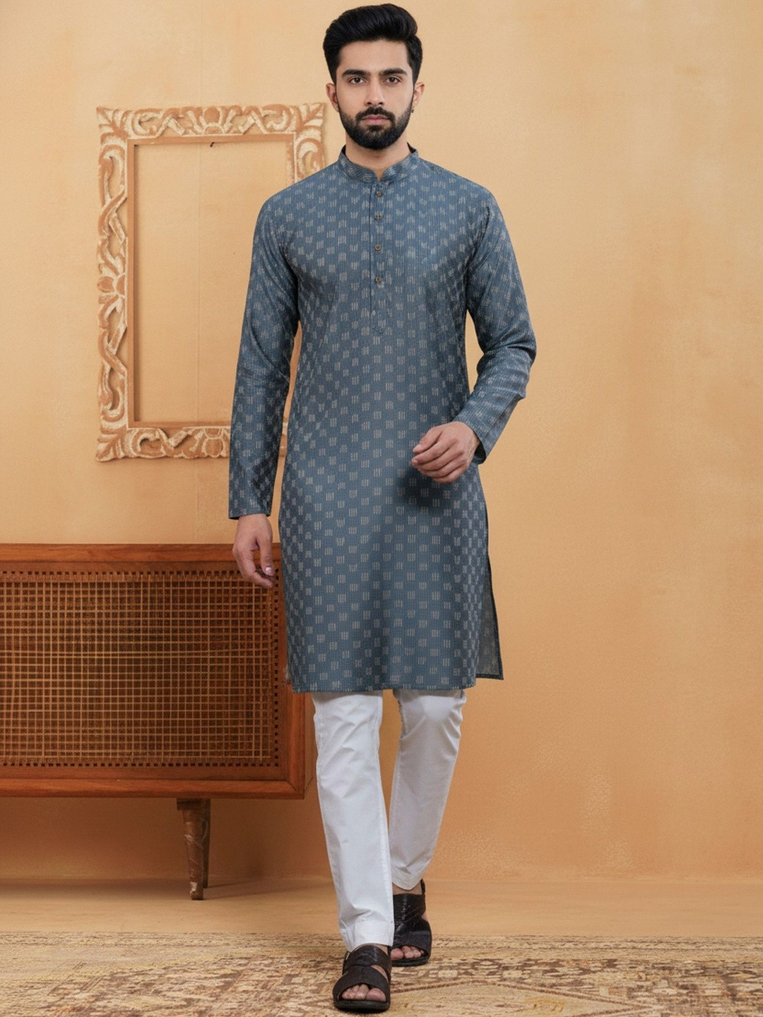HERE&NOW Men Printed Regular Kurta with Pyjamas