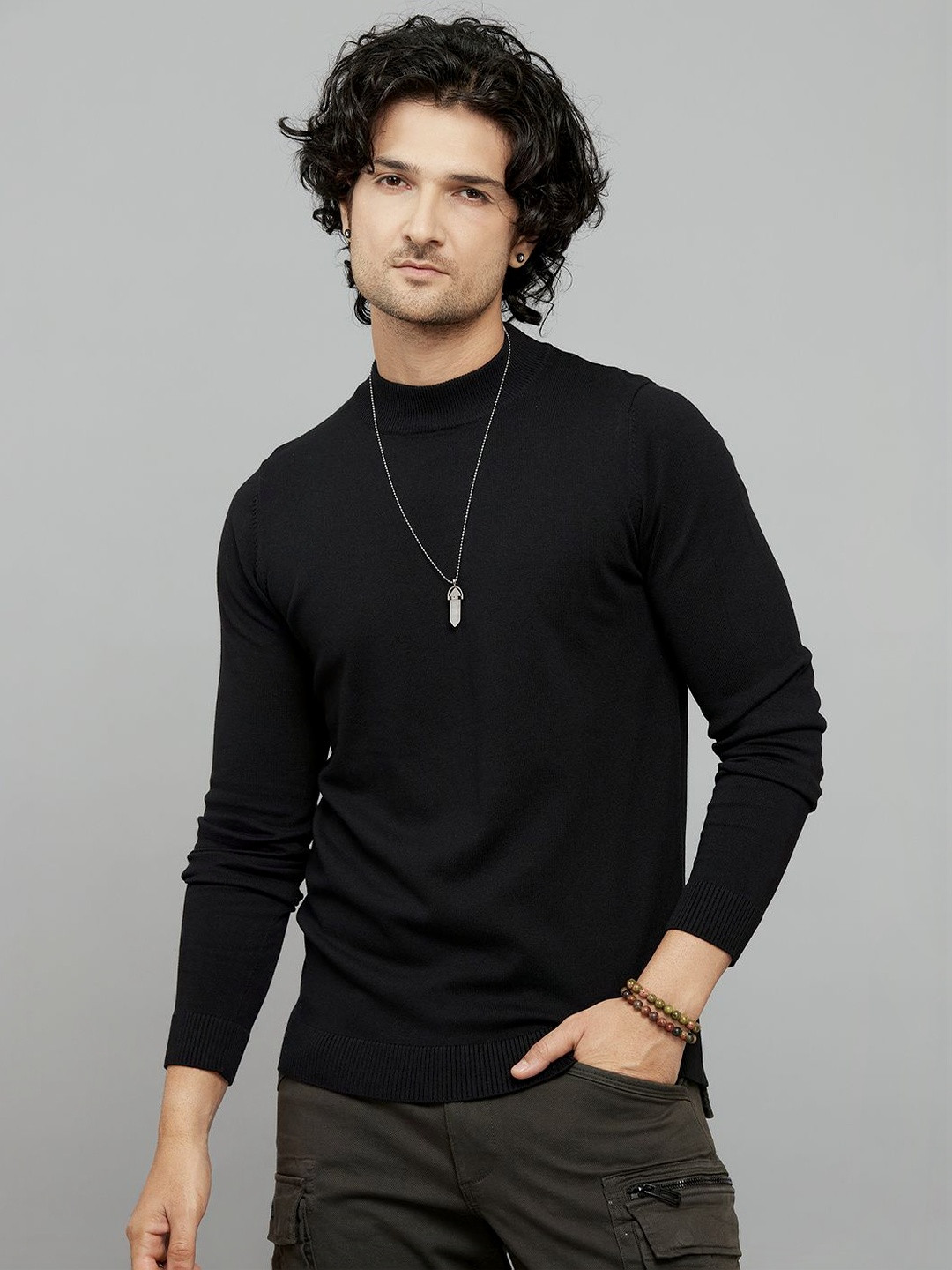 Rookies Men High Neck Slim Fit T-shirt