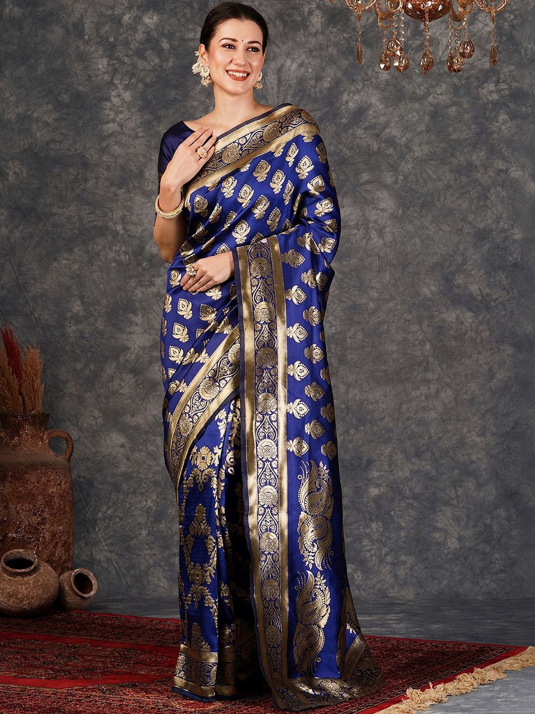 SANISA Ethnic Motifs Zari Silk Blend Saree