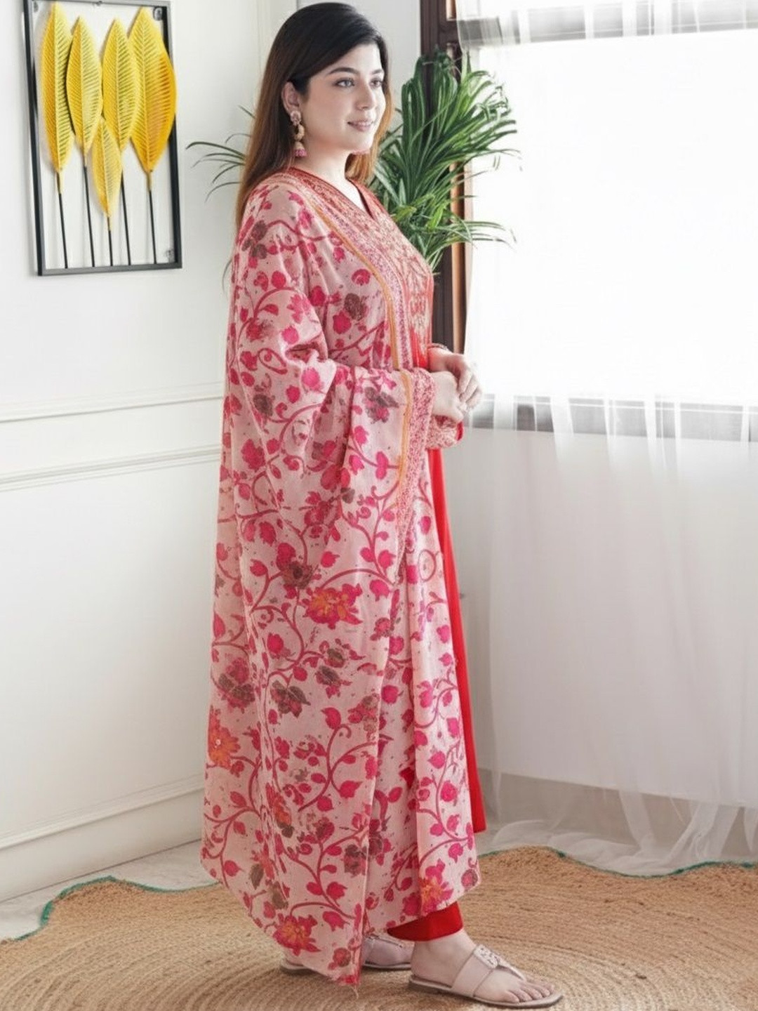 KALINI Women Ethnic Motifs Embroidered Regular Thread Work Kurta with Trousers & With Dupatta