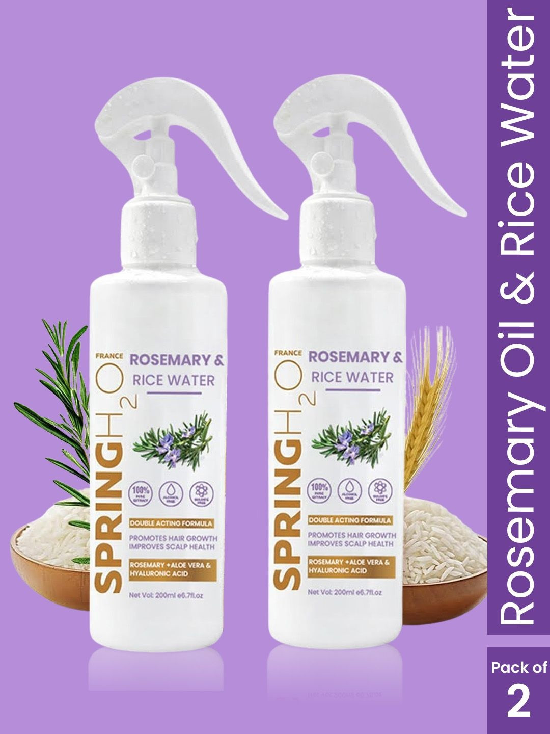 Spring H2O Set Of 2 Rosemary & Rice Water Spray- 200 ml Each
