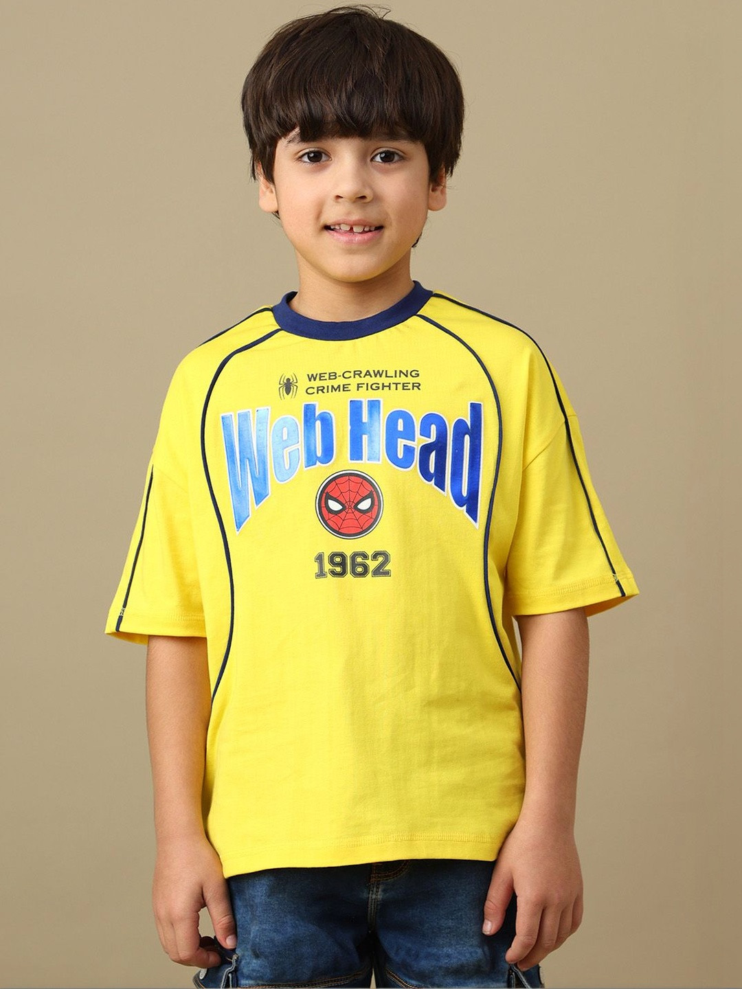Kids Ville Boys Spiderman Printed Pure Cotton Oversized Tshirts