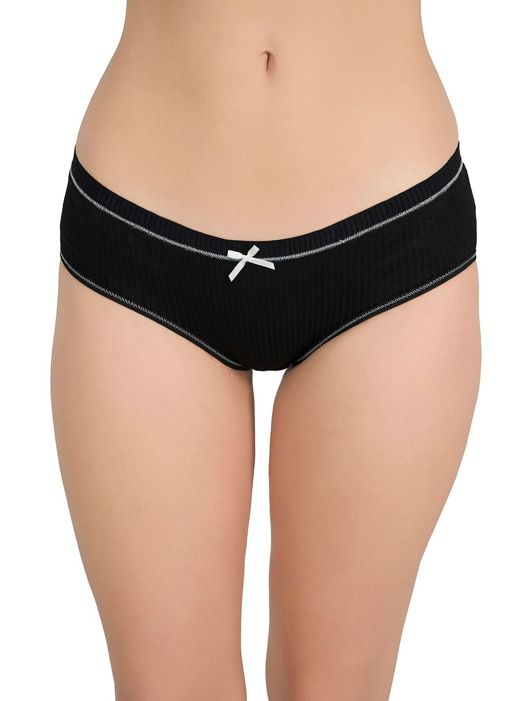 Moda Rapido Pack Of 4 Striped Low-Rise Ribbed Hipster Briefs With Bow
