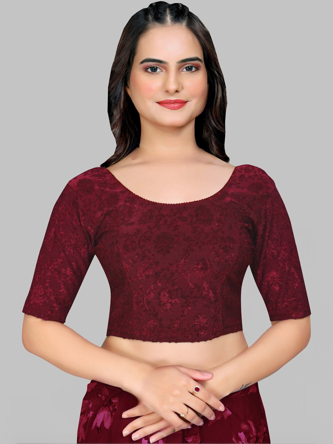 SHREEJI DESIGNER Woven Design Fully Strechable Saree Blouse