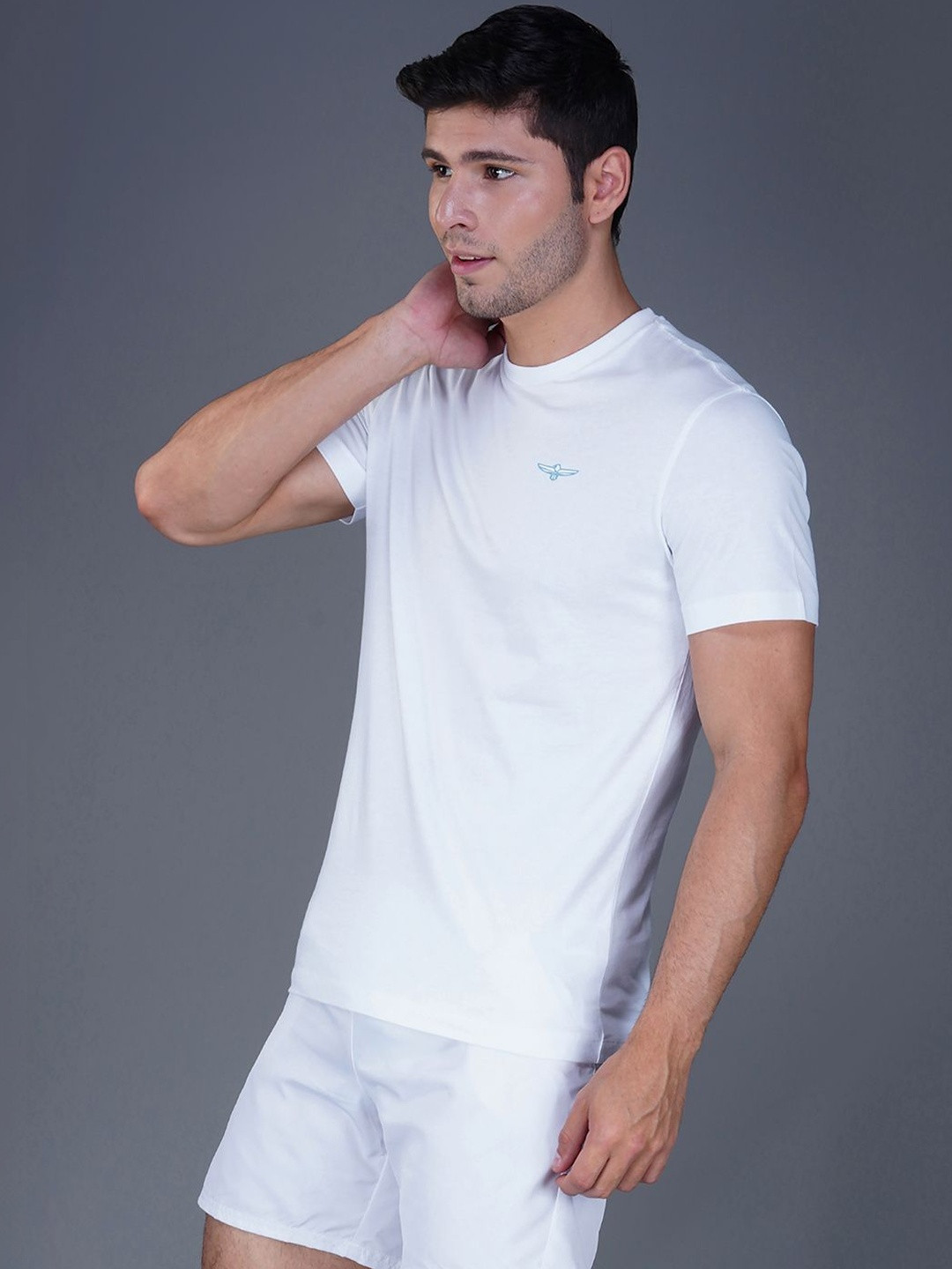 Zvezda Men Regular Fit White Round Neck Pure Cotton Solid T-Shirt