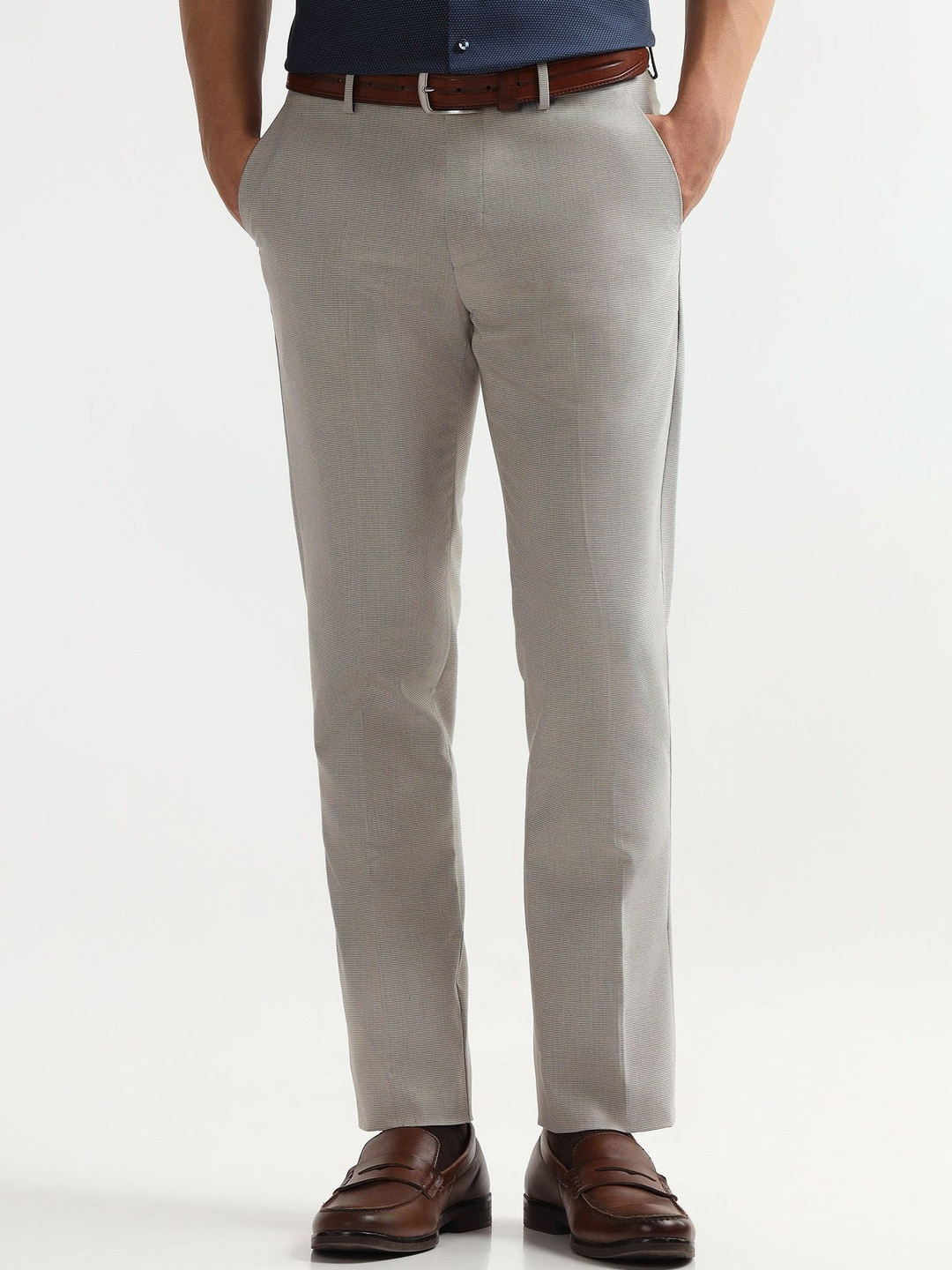 Arrow Men Textured Tapered Fit Trousers