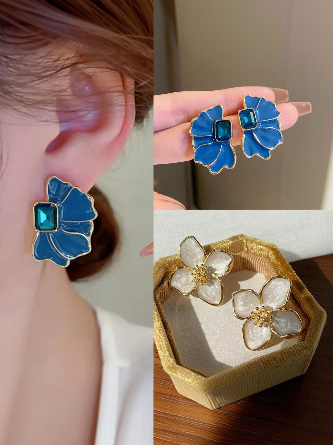 AKISON JEWELS Floral Studs Earrings