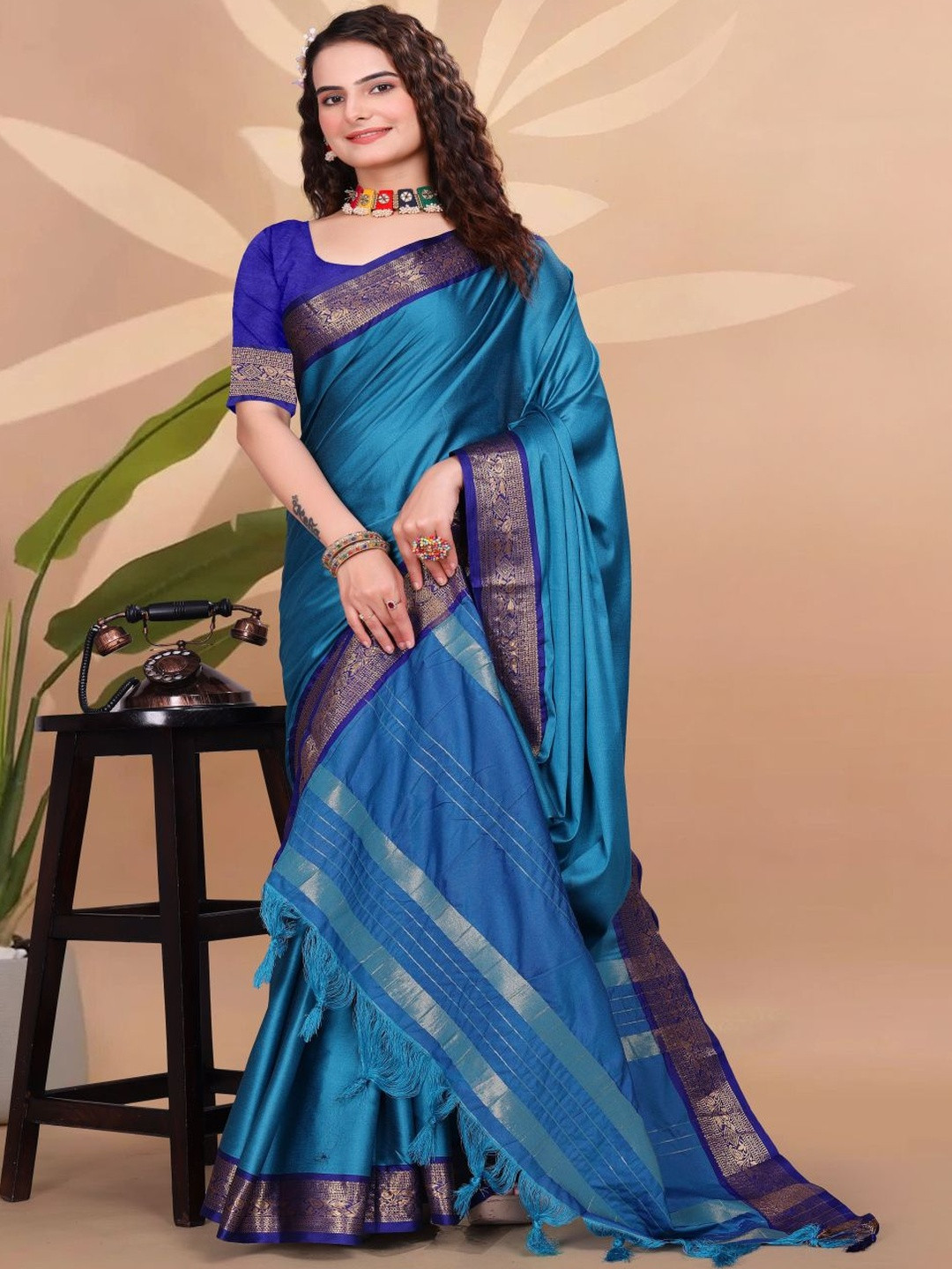 Paramparik Textile Woven Design Zari Silk Cotton Banarasi Saree