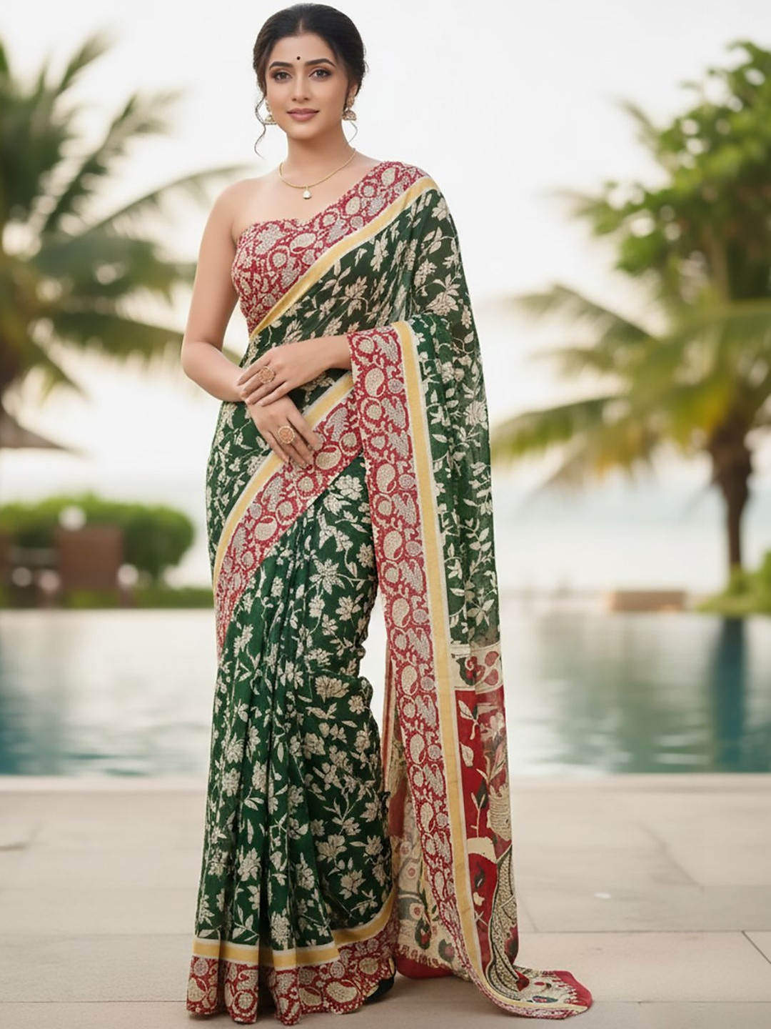 Urban Pallu Floral Pure Cotton Designer Saree