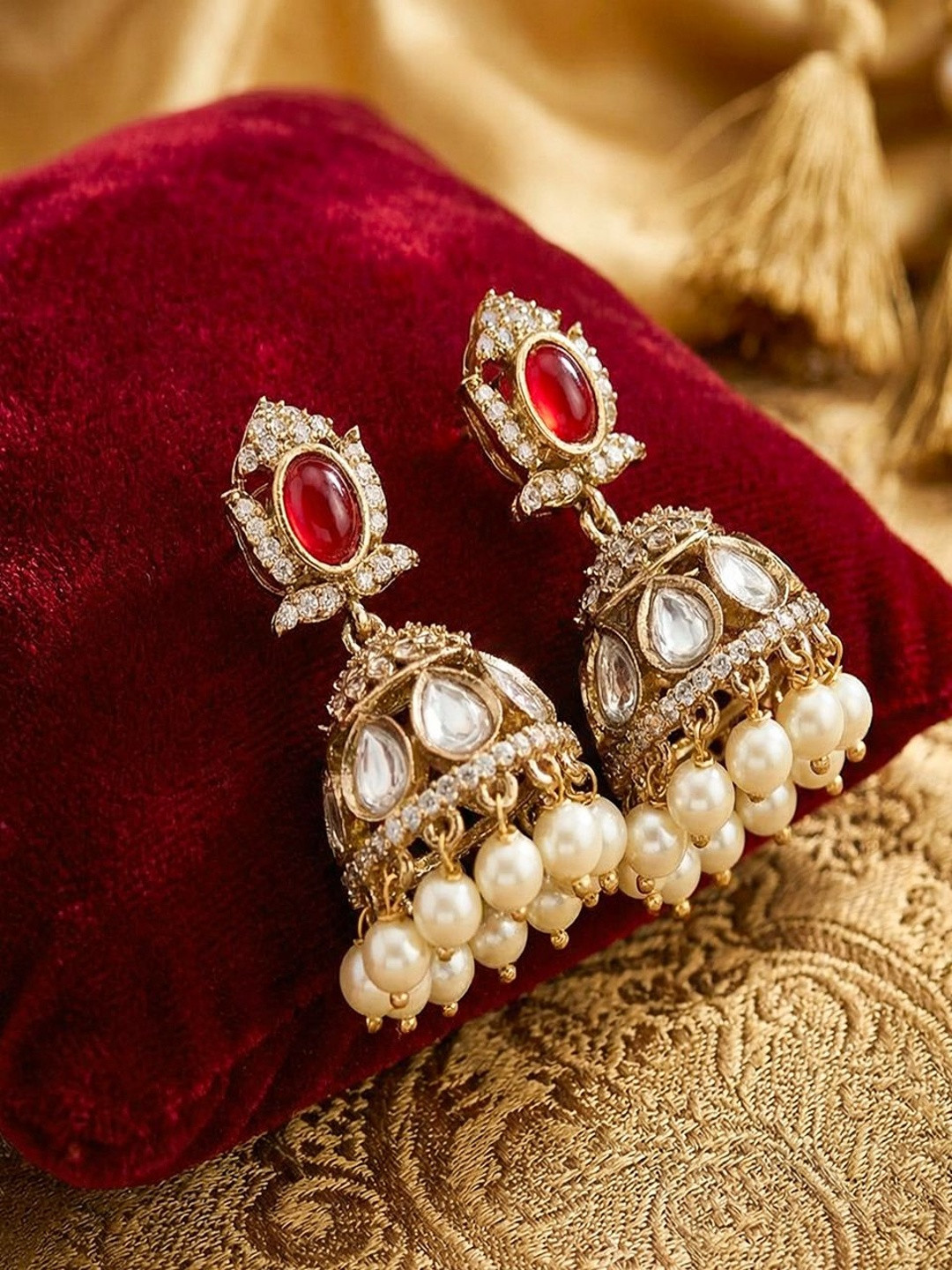 BlingNation Geometric Jhumkas Earrings