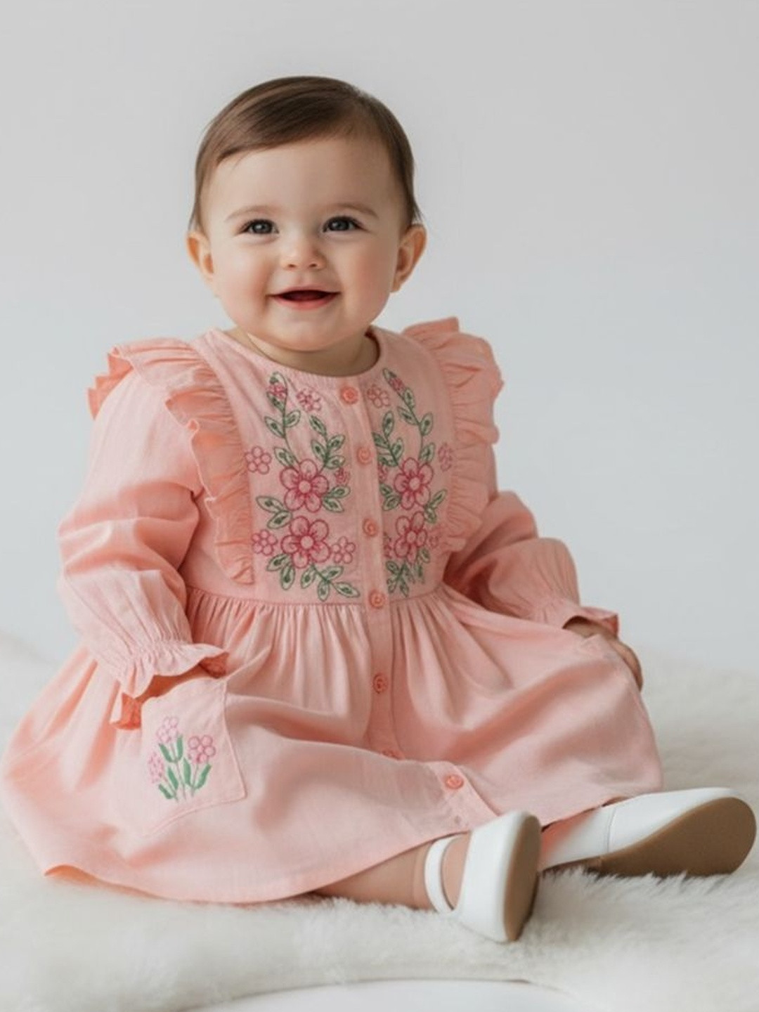 Bella Moda Embroidered Puff Sleeve Fit & Flare Dress