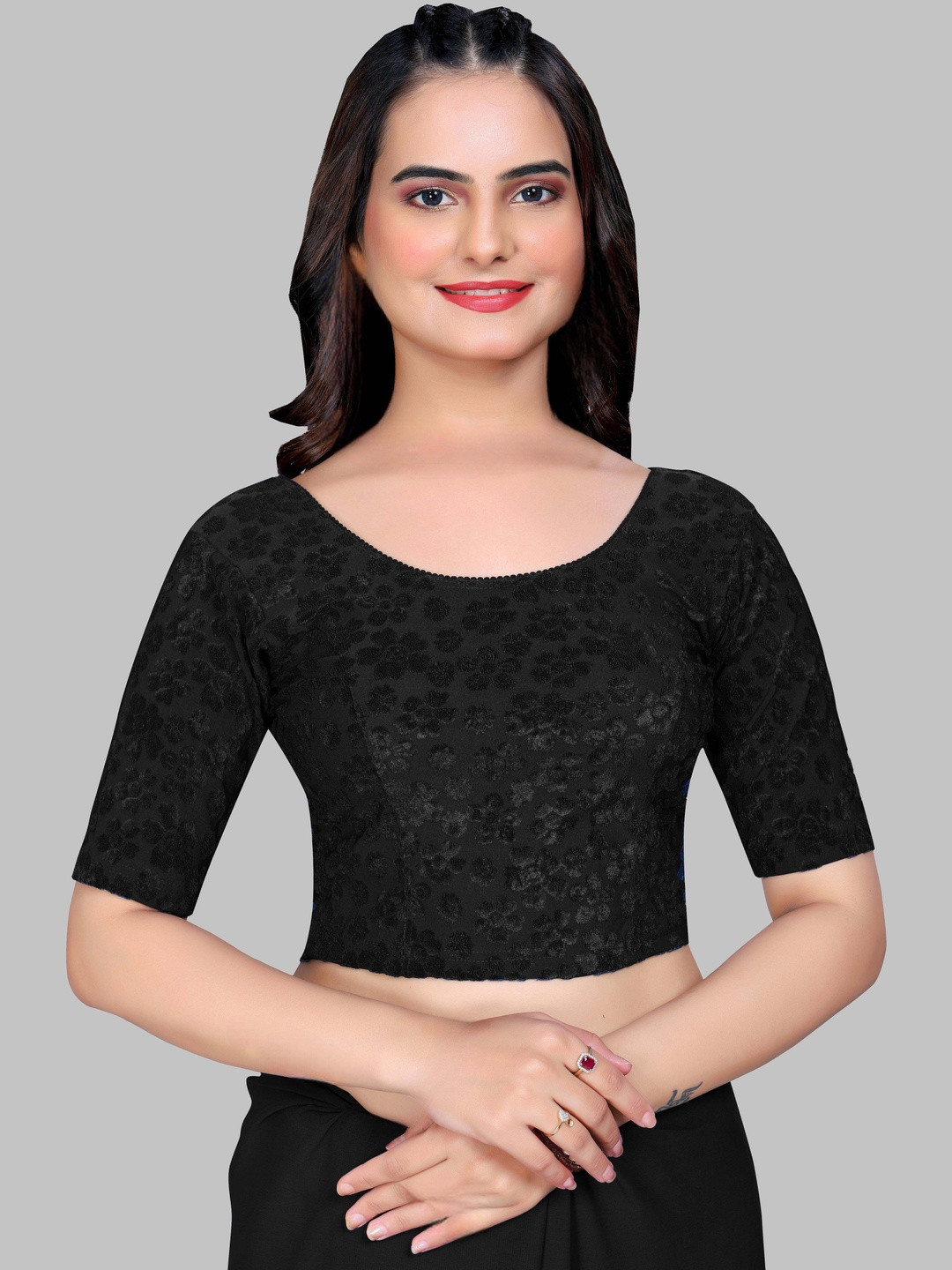 SHREEJI DESIGNER Woven Design Fully Strechable Saree Blouse