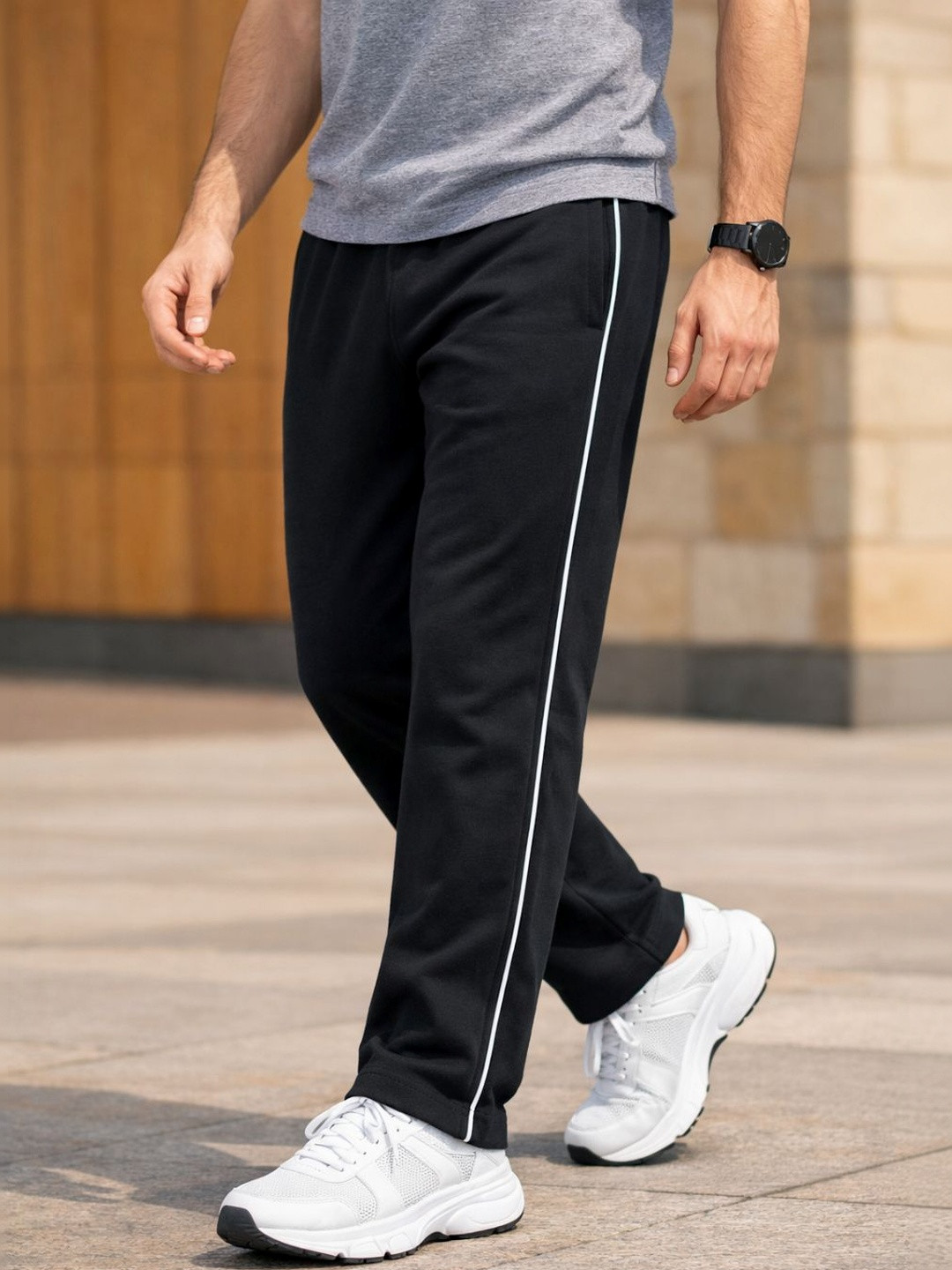 Thisbe Men Striped Cotton Track Pants