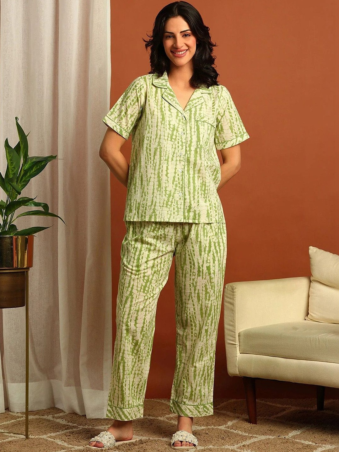 ELITRIX Striped Printed Shirt & Trousers Night Suits
