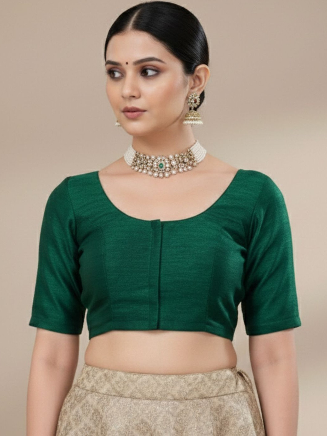 SALWAR STUDIO Round Neck Readymade Padded Saree Blouse
