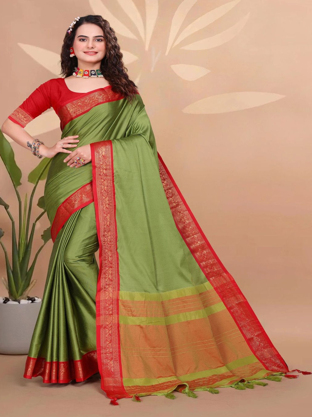Paramparik Textile Woven Design Zari Silk Cotton Banarasi Saree