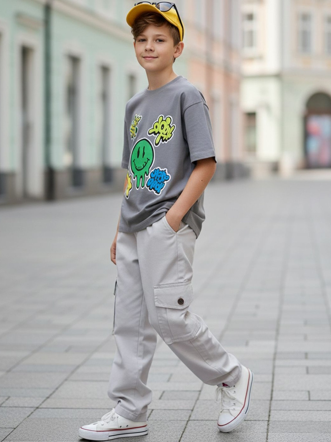 Cutiekins Boys Solid Mid-Rise Regular-Fit Cargo Pants