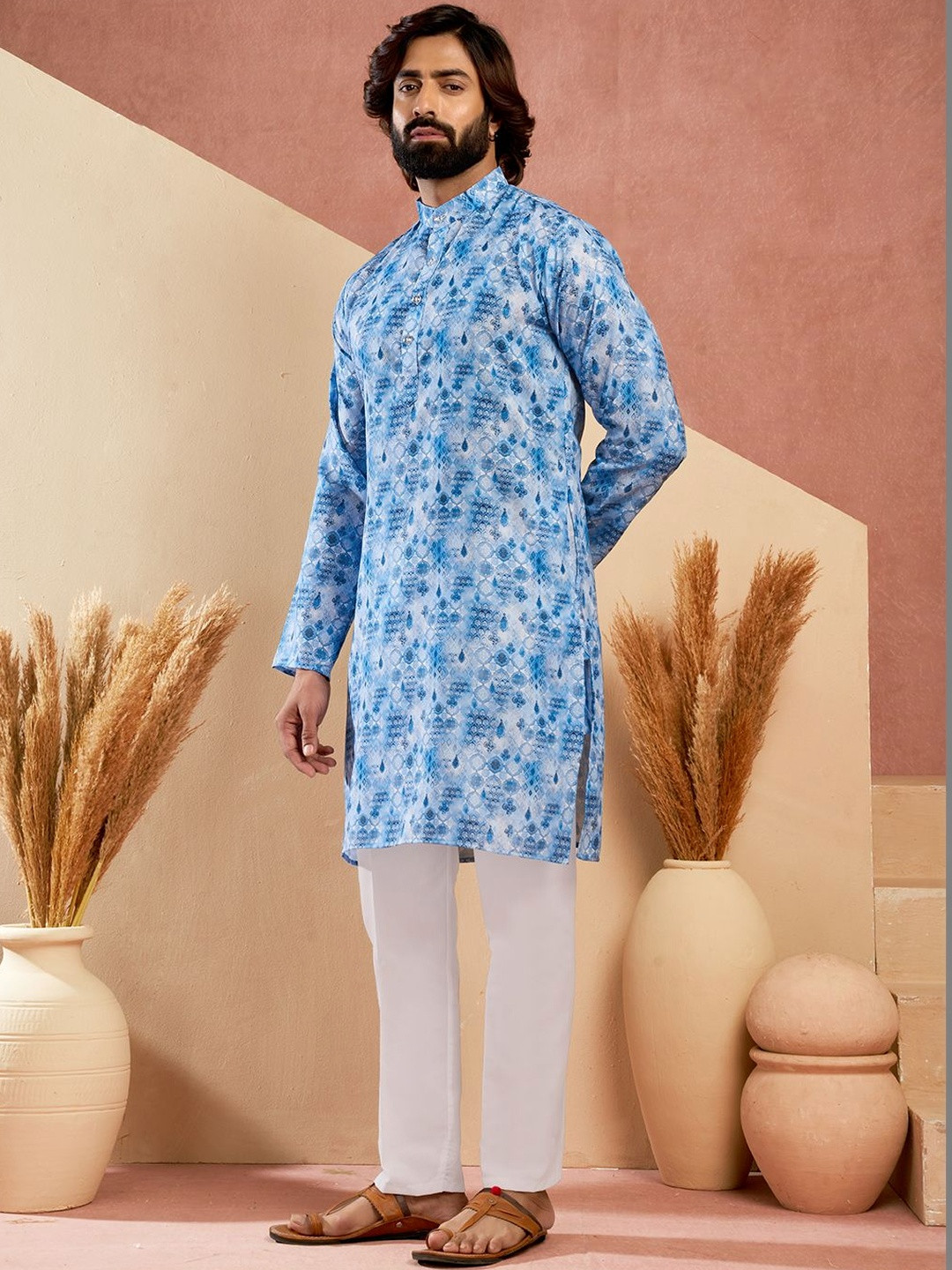 RANGRAAG Men Printed Regular Kurta with Pyjamas