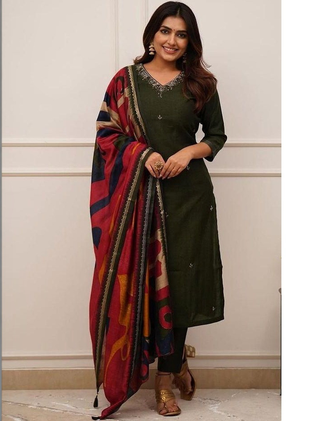 MST Women Regular Sequinned Kurta with Trousers & With Dupatta