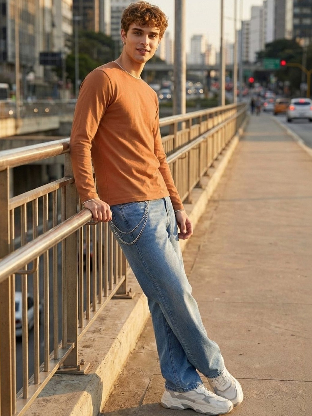XENOR Men Regular Fit Brown T-shirt