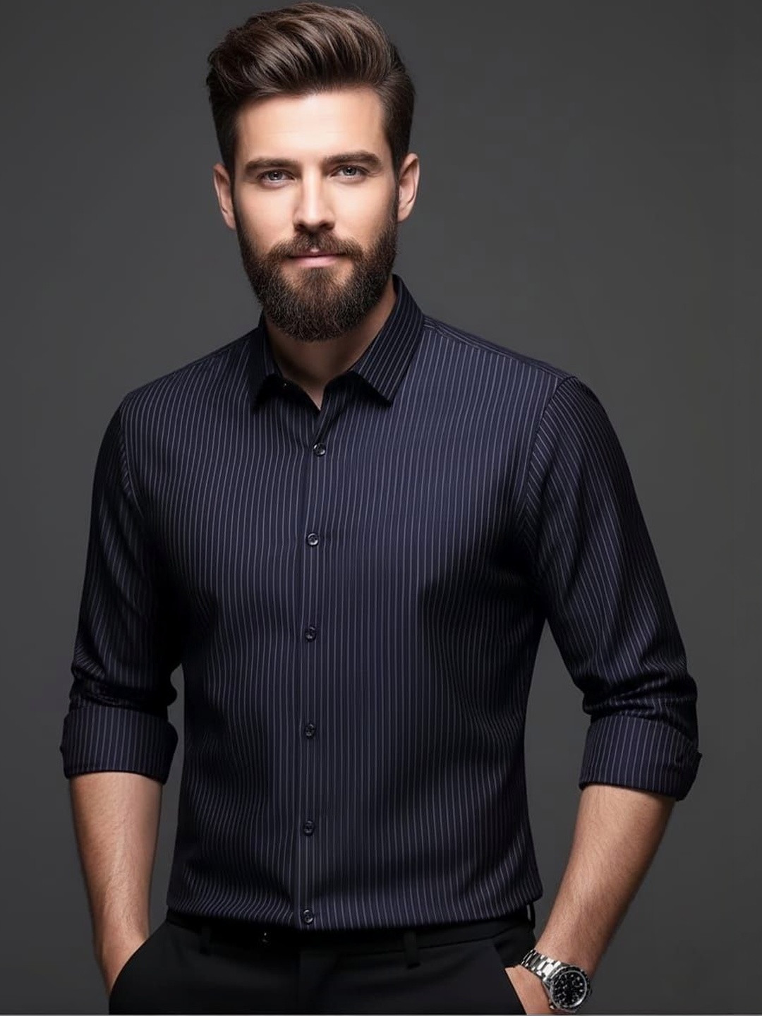 R.Code by The Roadster Life Co. Men Striped Semiformal Shirt