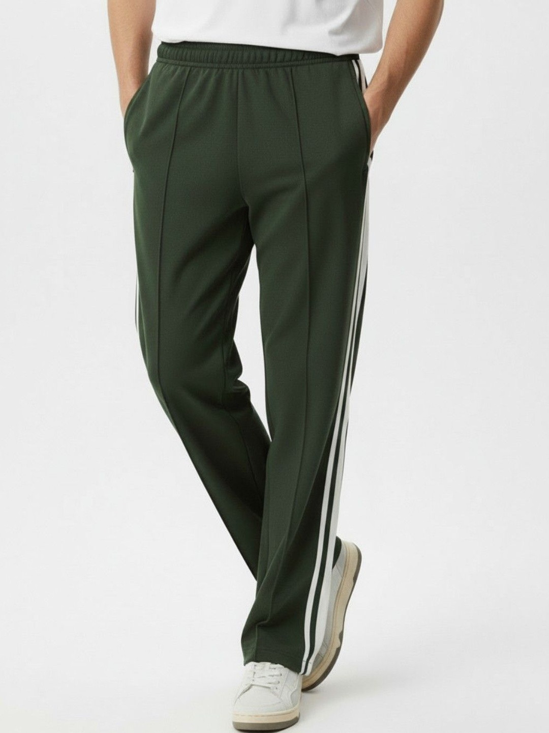glitchez Men Striped High-Rise Trousers