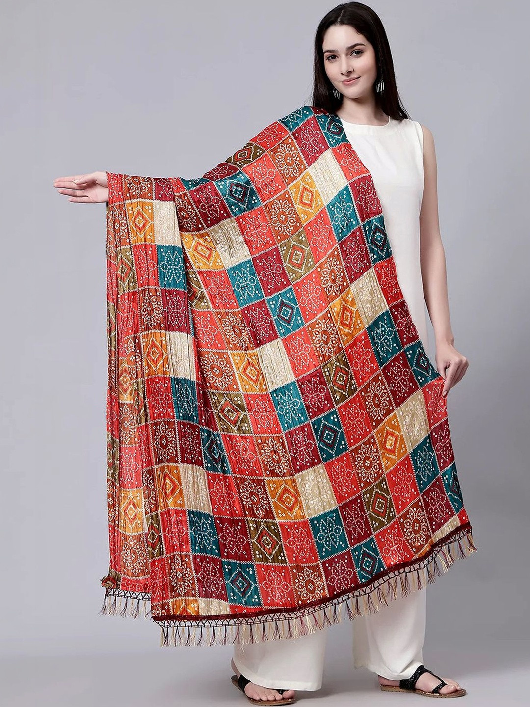 Trendmalls Printed Cotton Silk Bandhani Dupatta