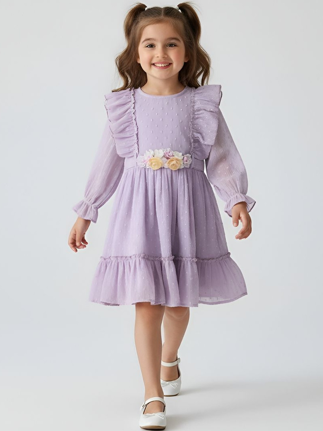 Bella Moda Puff Sleeve Georgette Fit & Flare Dress