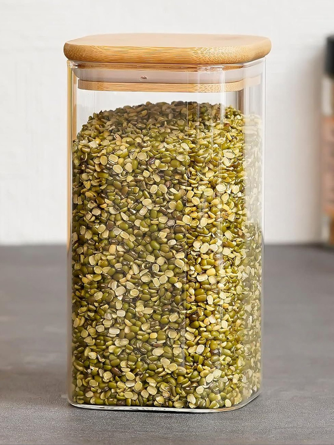 Femora Borosilicate Glass Jar Wooden Lid Airtight Storage 450 ml