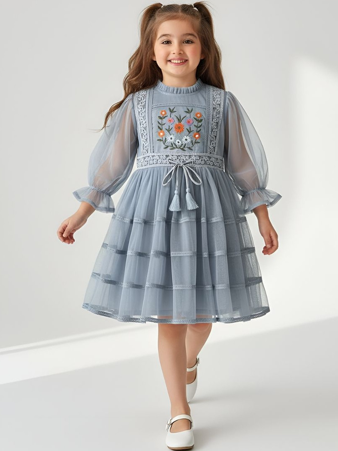 Bella Moda Floral Net Fit & Flare Dress