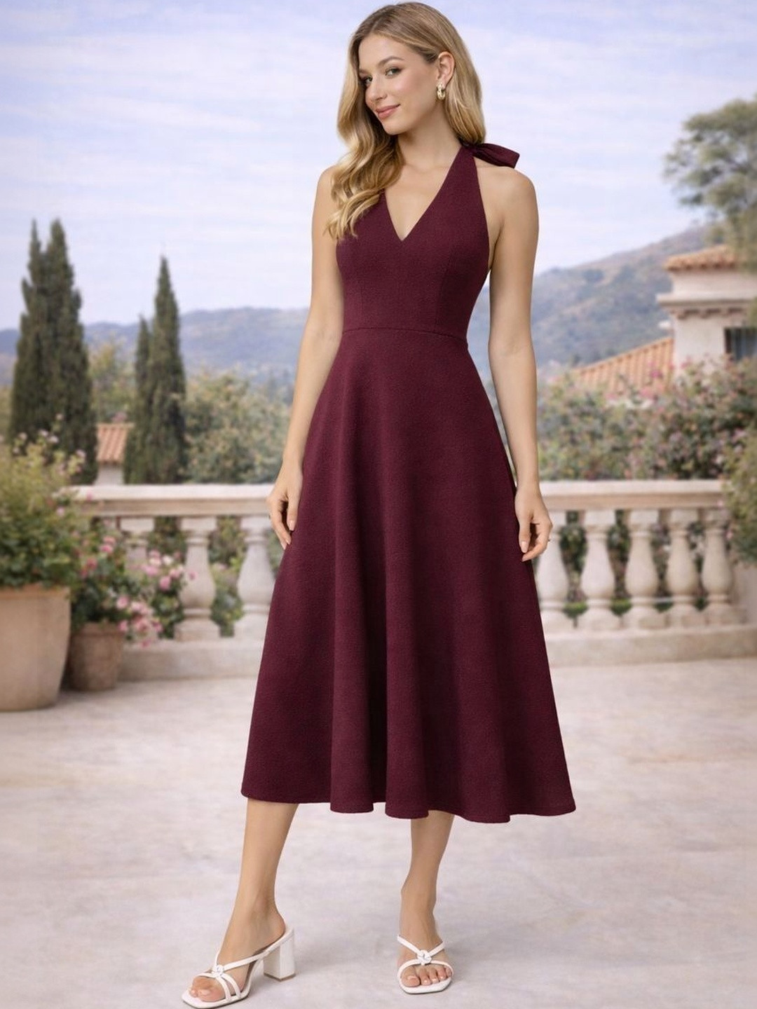 KASHIANXSTYLE Fit & Flare Midi Dress