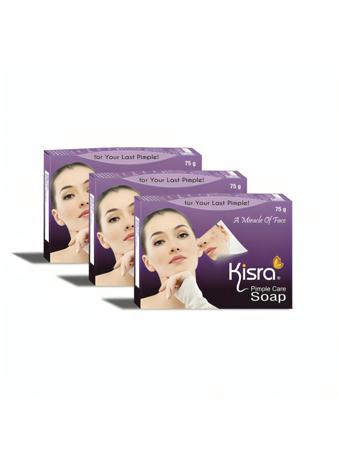 Kisra Pimple Care Soap for Acne, Tan, Blemishes & Dark Spots, All Skin Types, 75g (3 Pack)