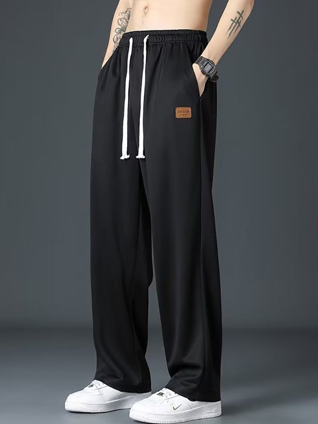 ANDREW HILL Men Relaxed Fit Wide Leg Trousers