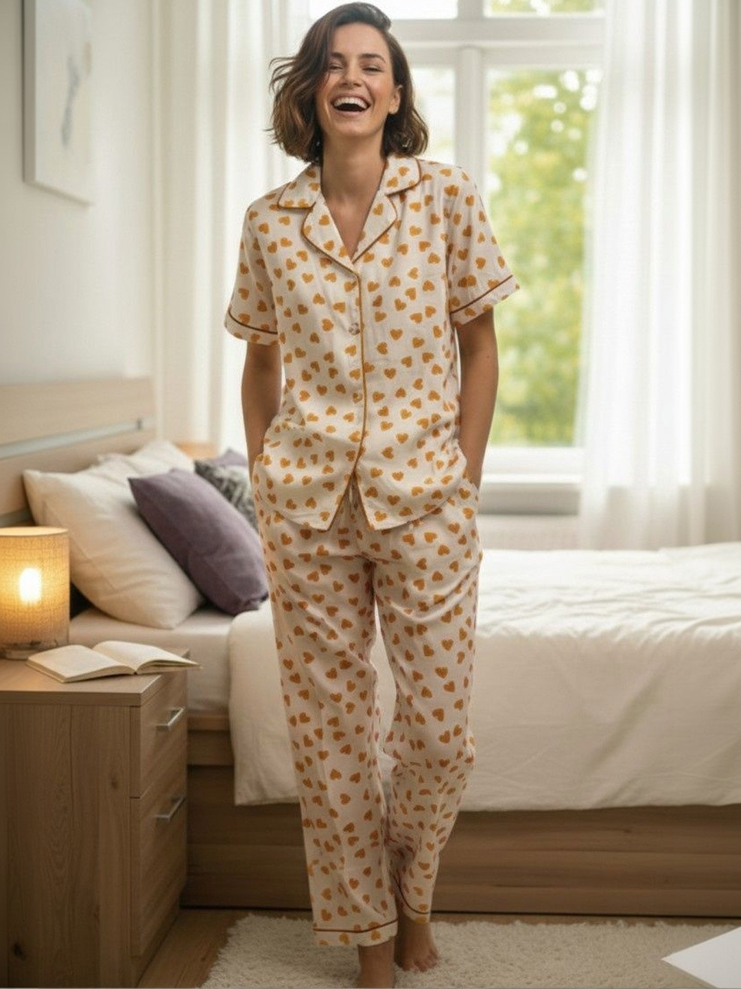 Belfry Women Printed Shirt with Pyjamas