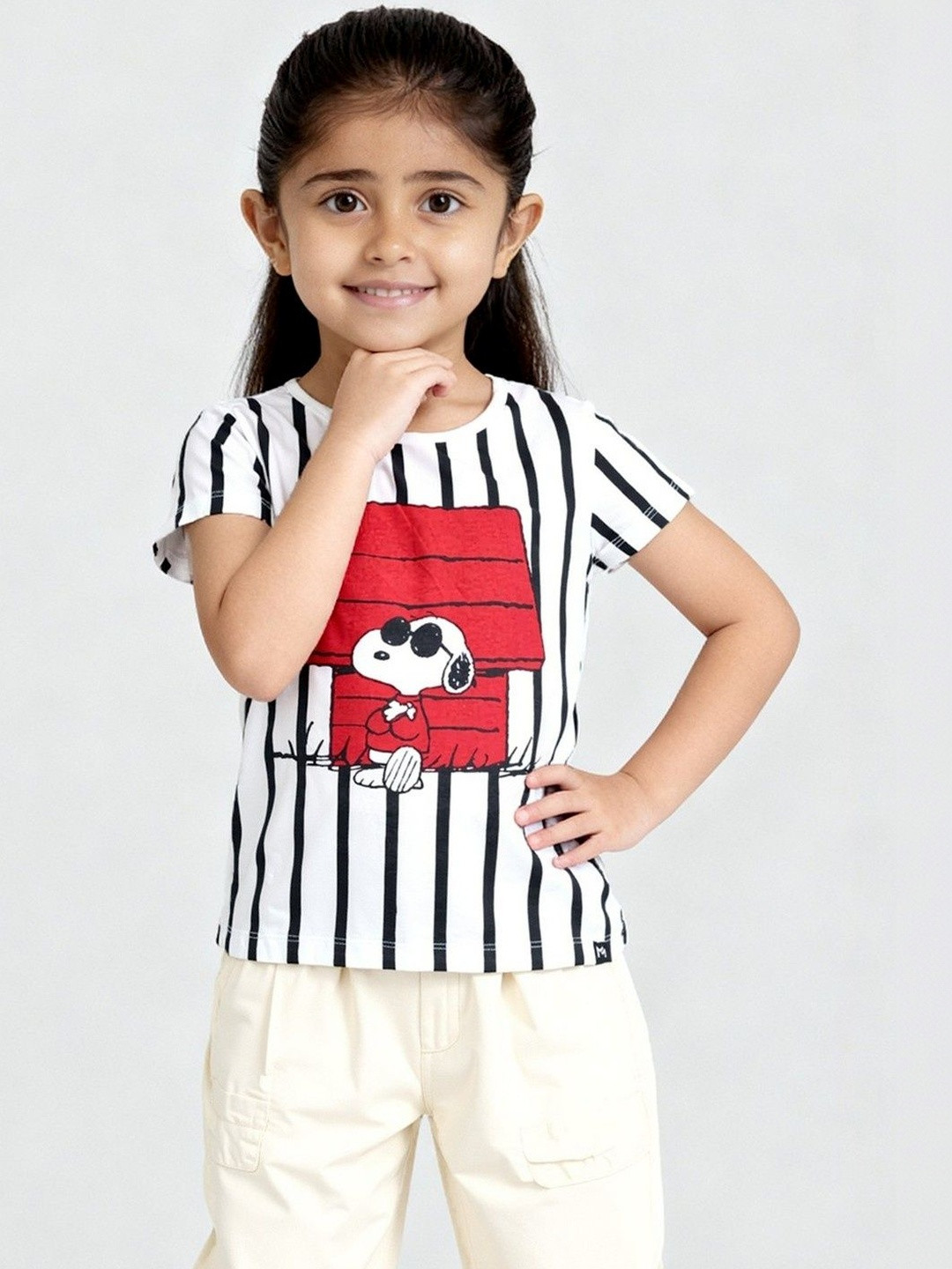YK X Minute Mirth Girls Peanuts Printed Cotton Tops